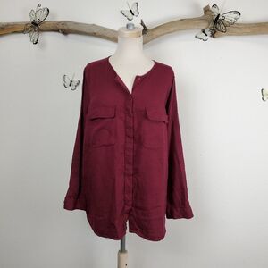Ava & viv long sleeve boysenberry red tunic top